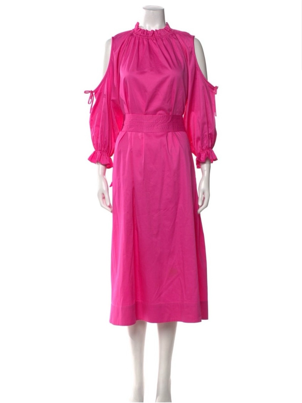 Cynthia Rowley Pink Ruffle Cold-Shoulder Dress